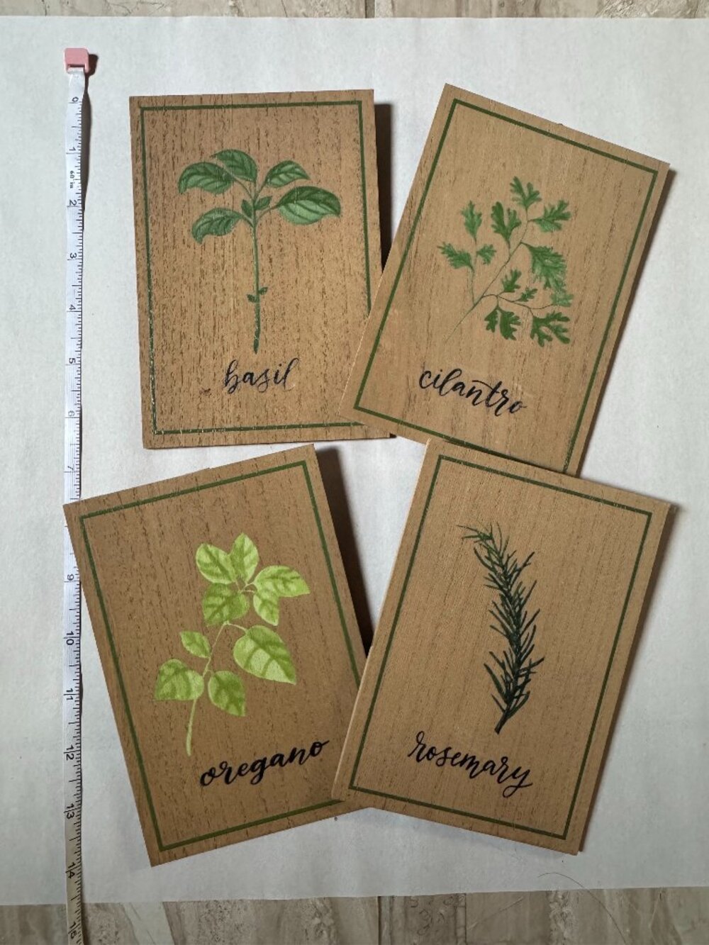 4x Wall Decor Herb Wall Hangings - Basil cilantro Oregano Rosemary - farm house